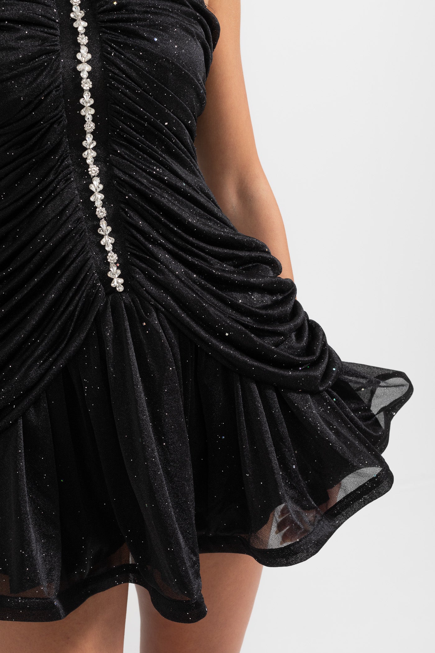 İnci Detaylı, Kolsuz Askılı Elbise - Siyah