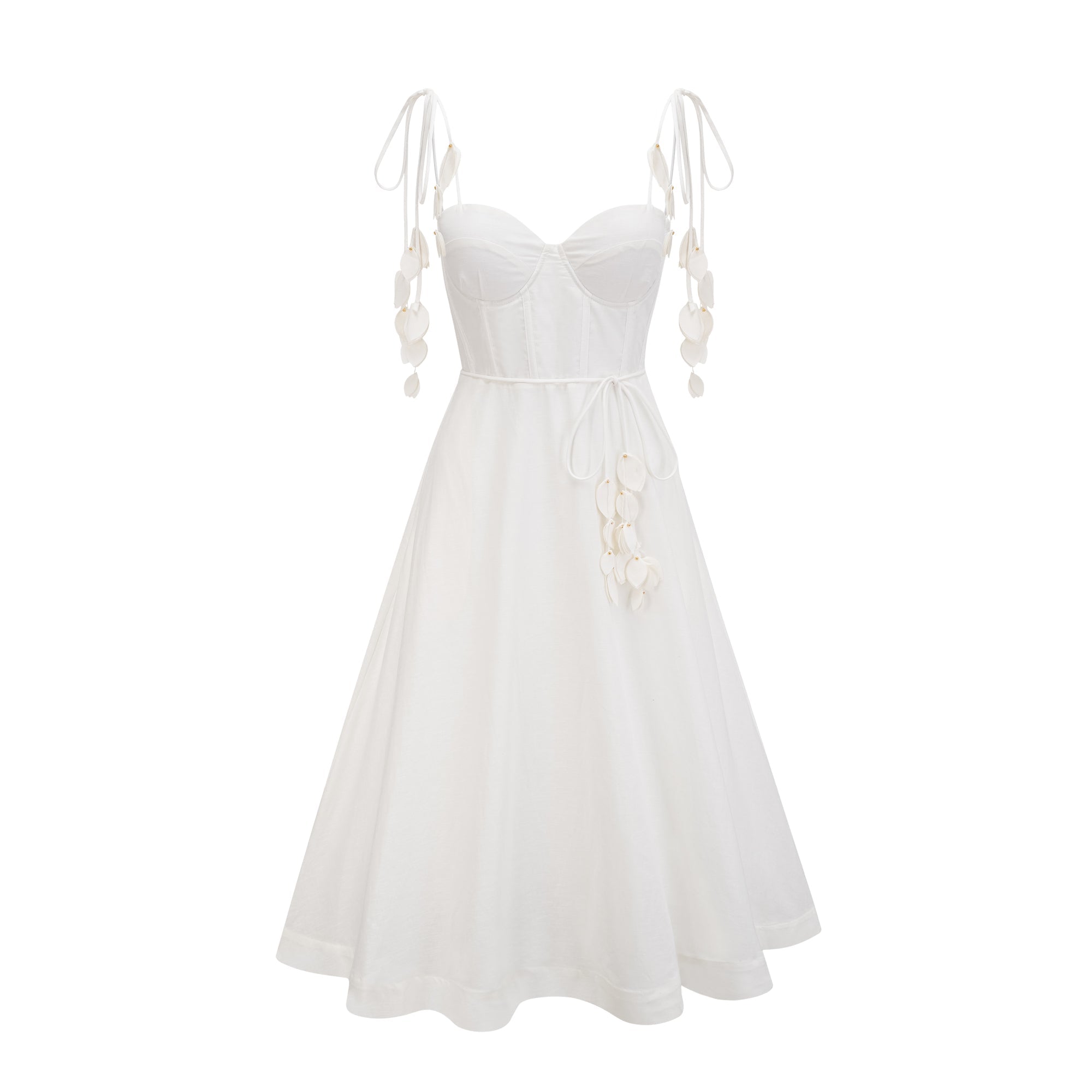 Hélène White Corset Midi Dress