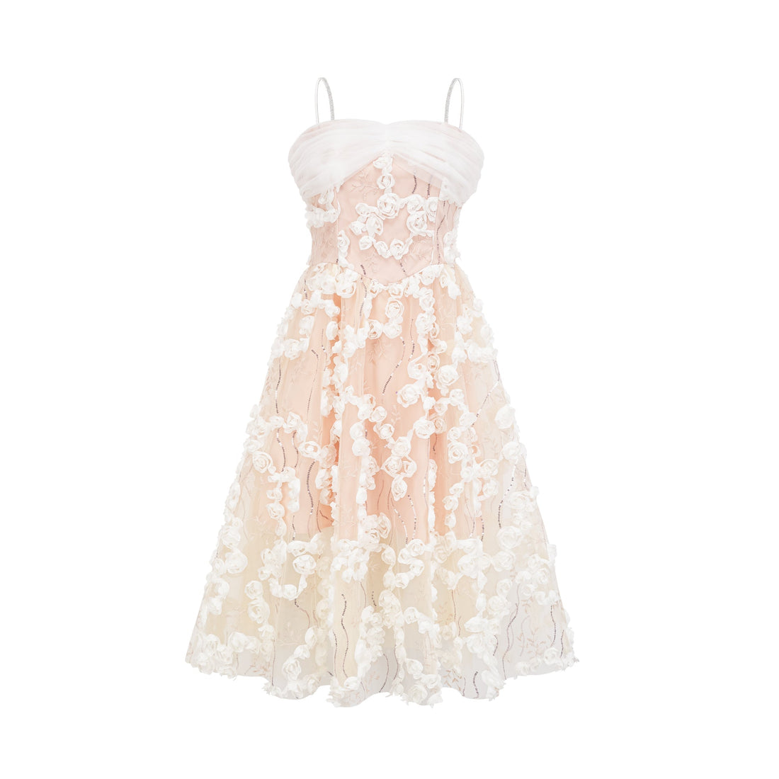 Jacqueline Midikleid mit floraler Applikationsstickerei