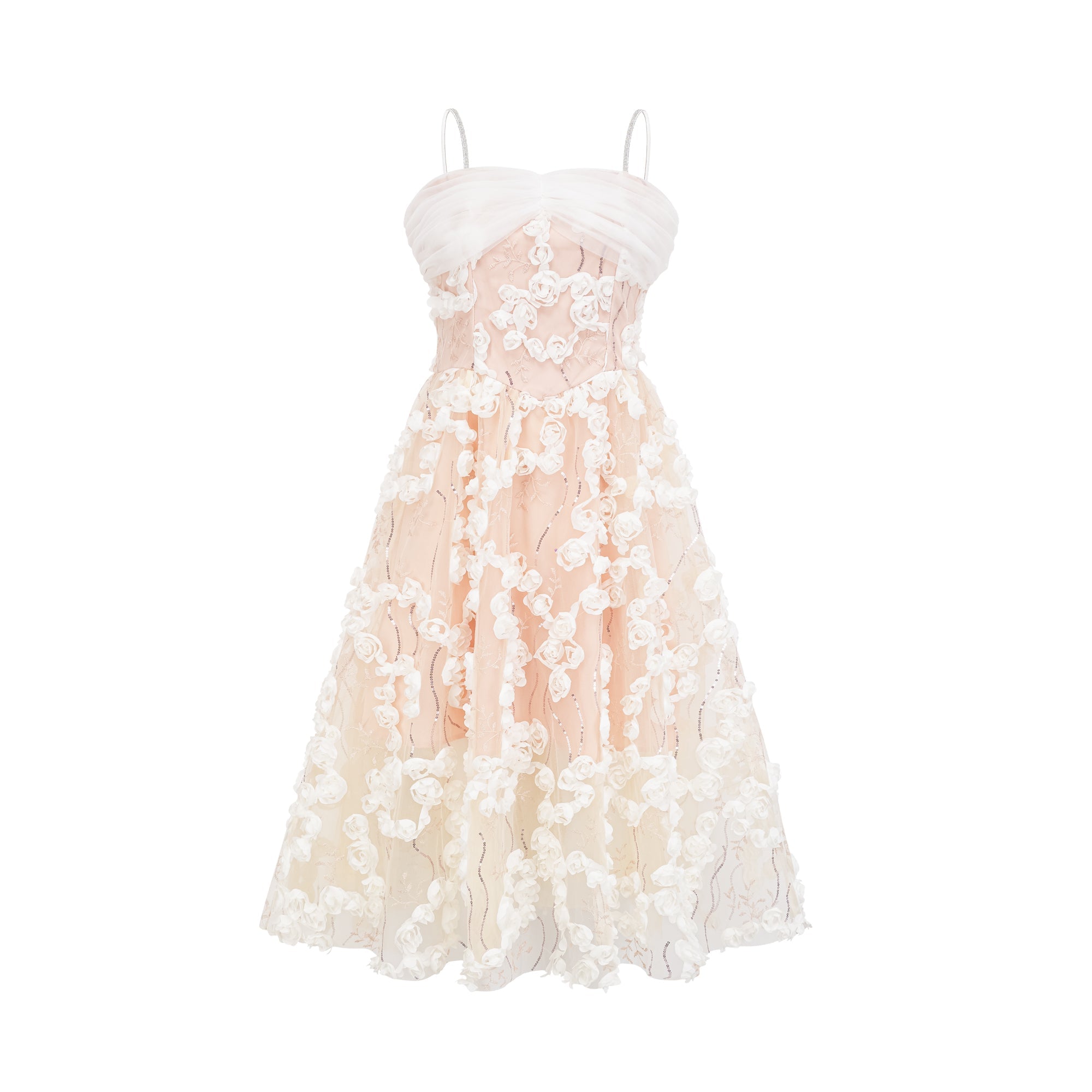 Jacqueline Floral Applique Embroidered Midi Dress