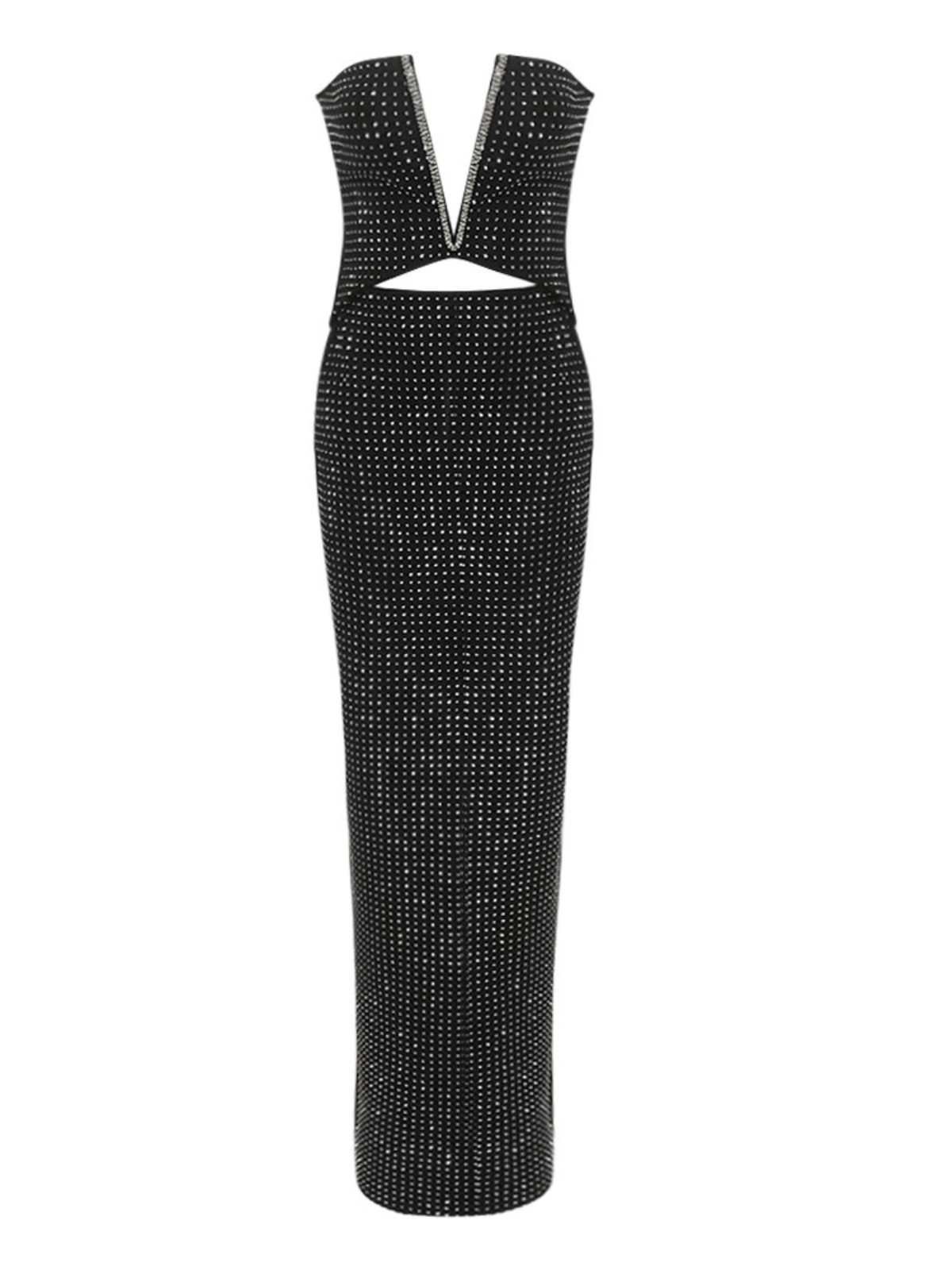 Daisuke trägerloses Kristall-Bandagen-Maxikleid 