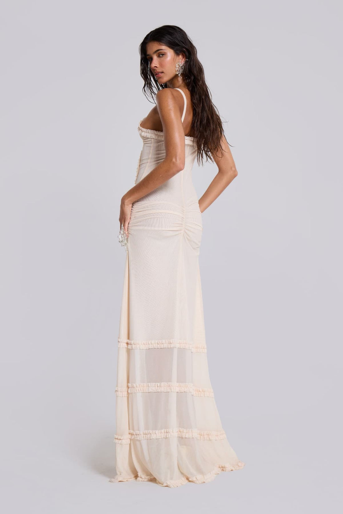 Amaya Maxikleid mit Cut-outs und Rüschen