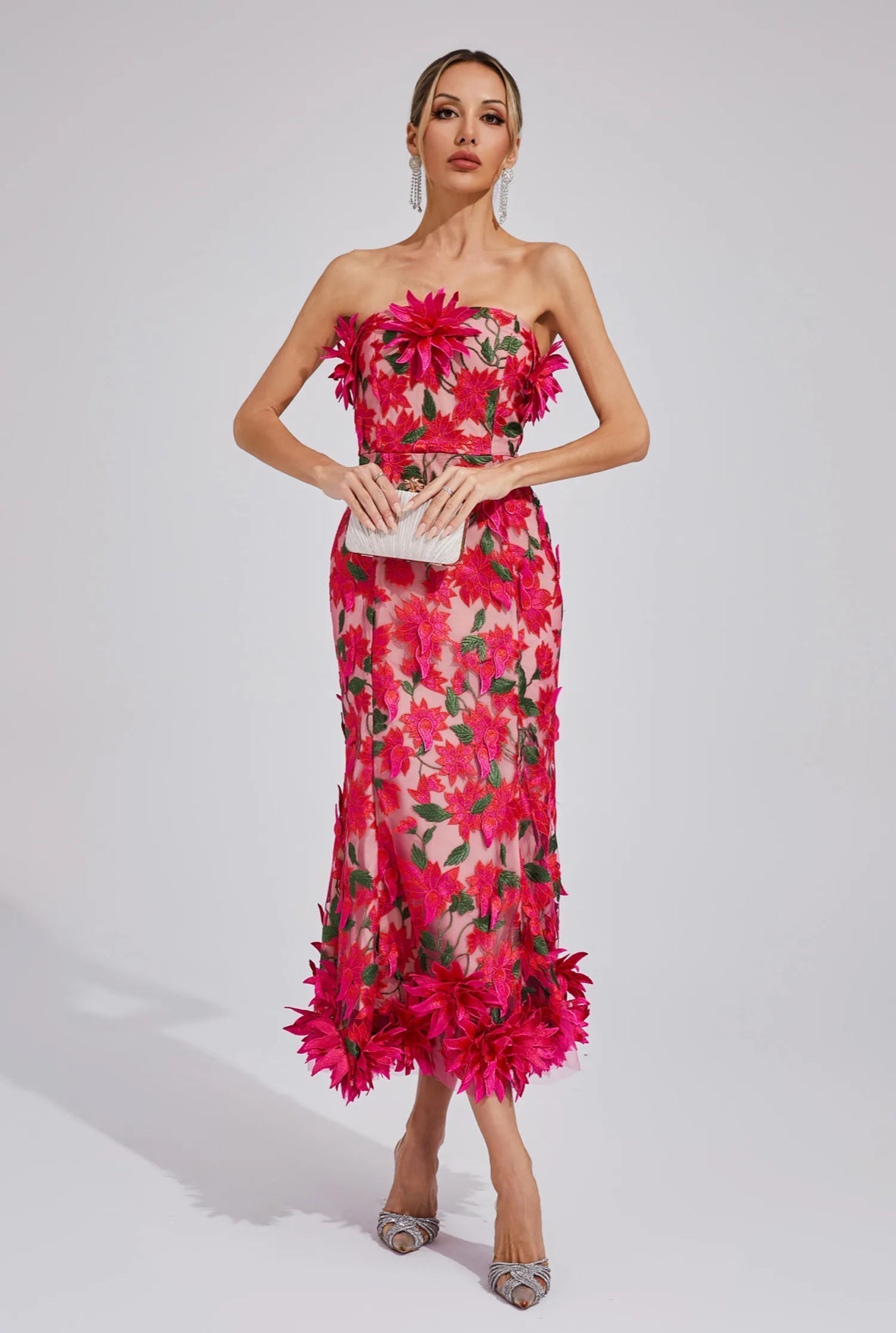 Rosalia 3D-Midikleid aus floraler Spitze
