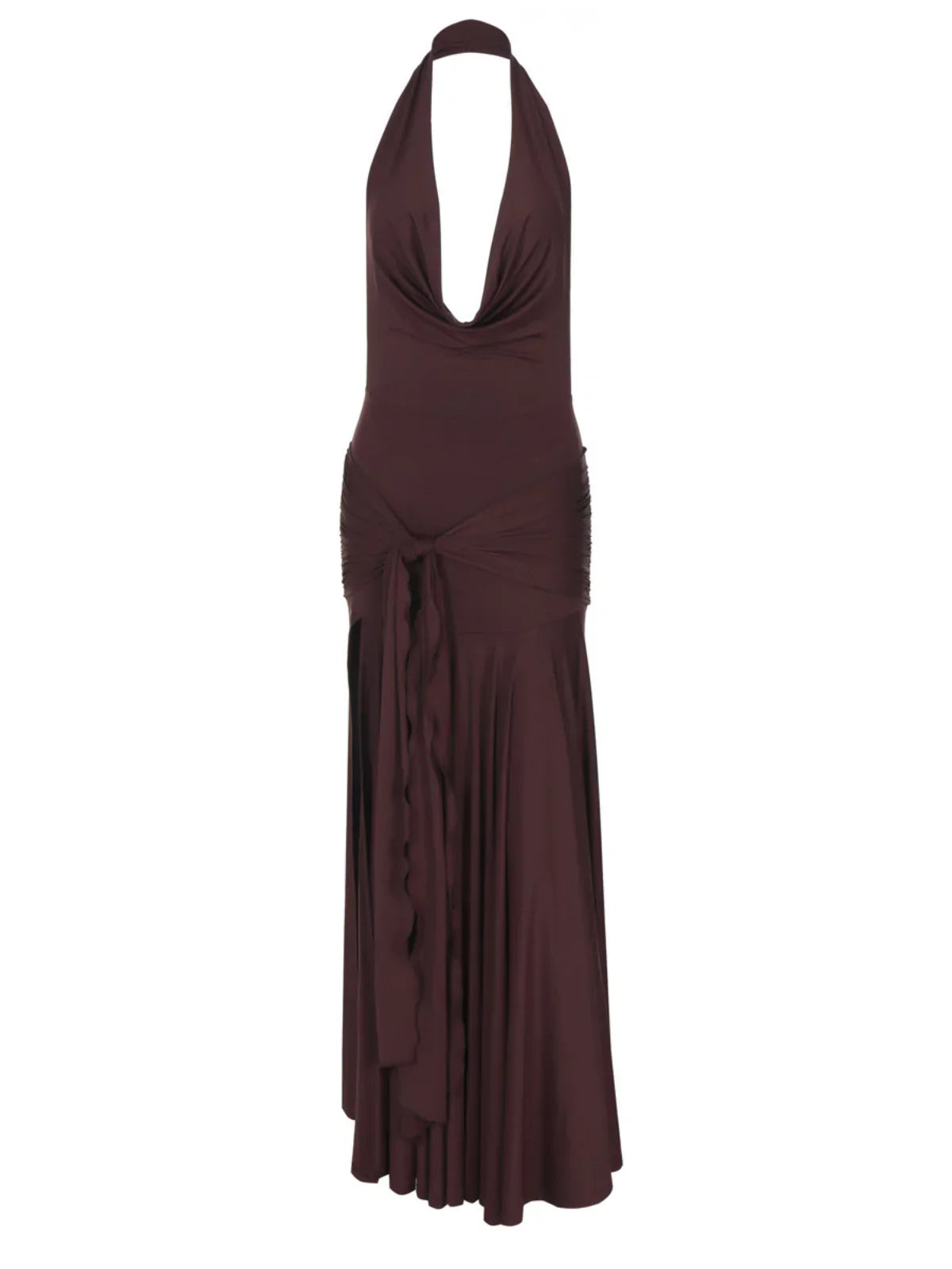 Rhea Halter Drapeli Maxi Elbise
