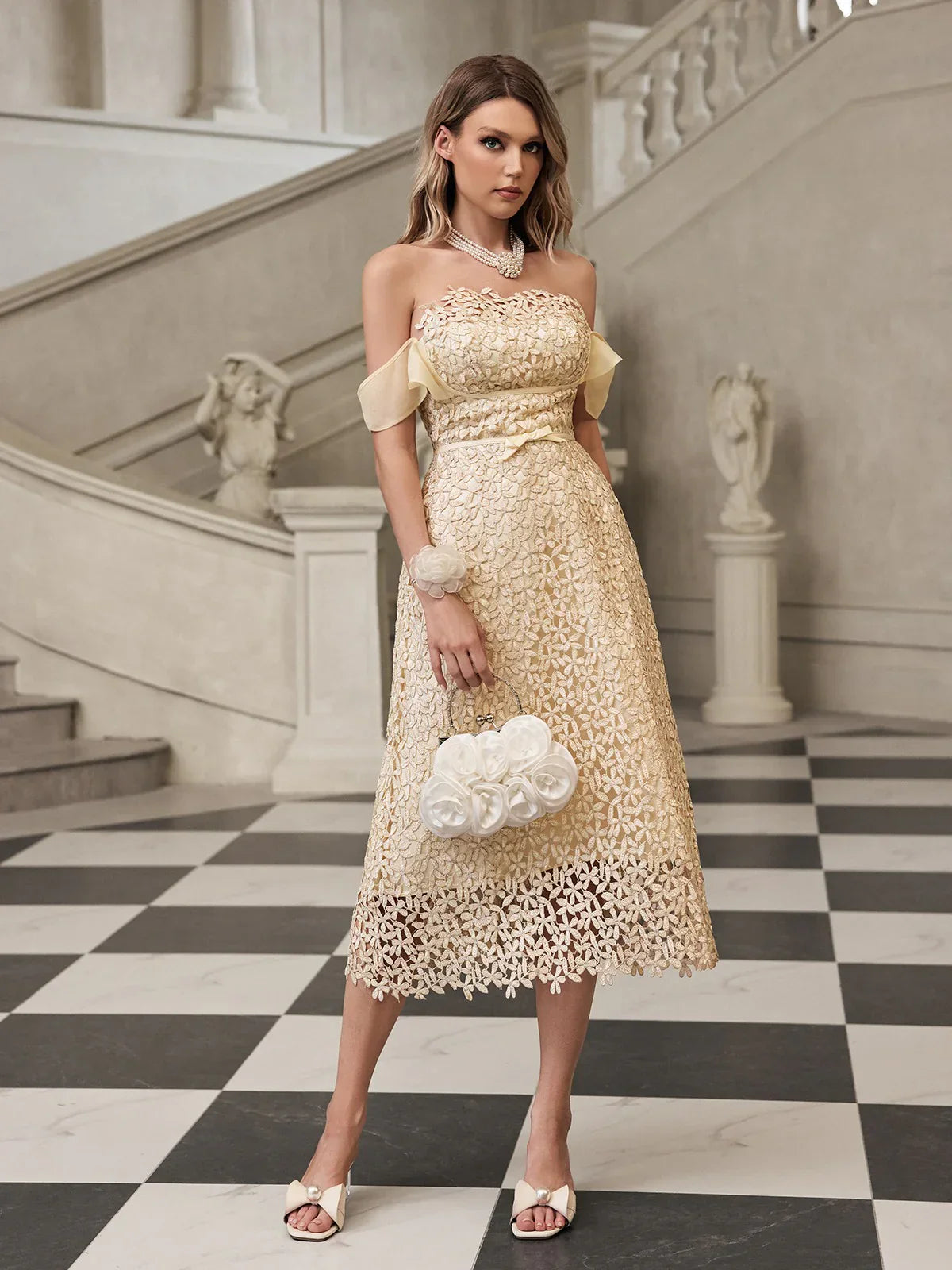 Elise Petal Embroidered Midi Dress 