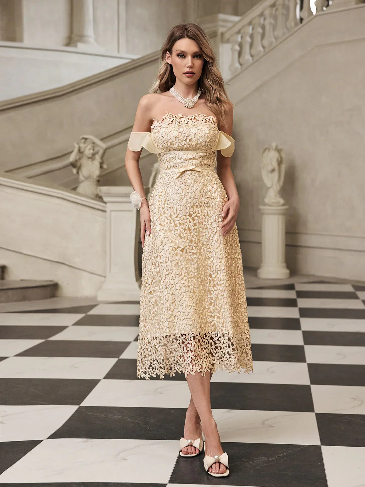 Elise Petal Embroidered Midi Dress 