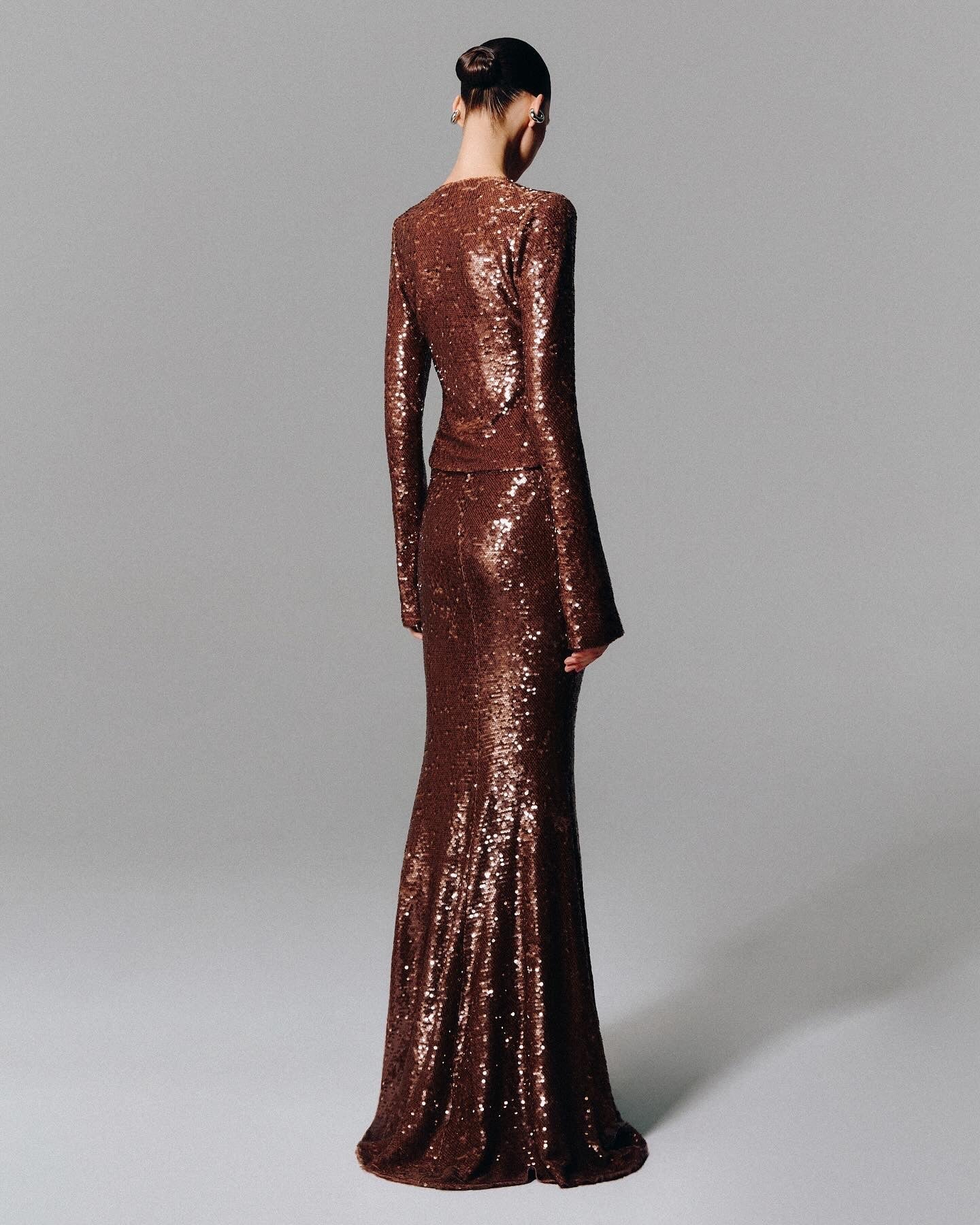 Sierra Bronze Sequin Set Maxi Dress