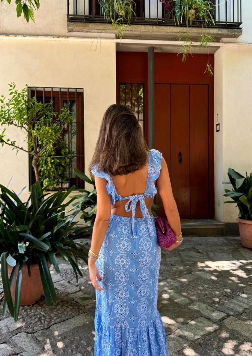 Camila Fırfırlı Uzun Elbise