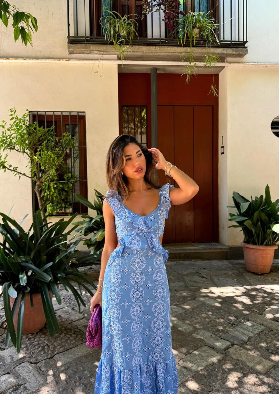 Camila Fırfırlı Uzun Elbise