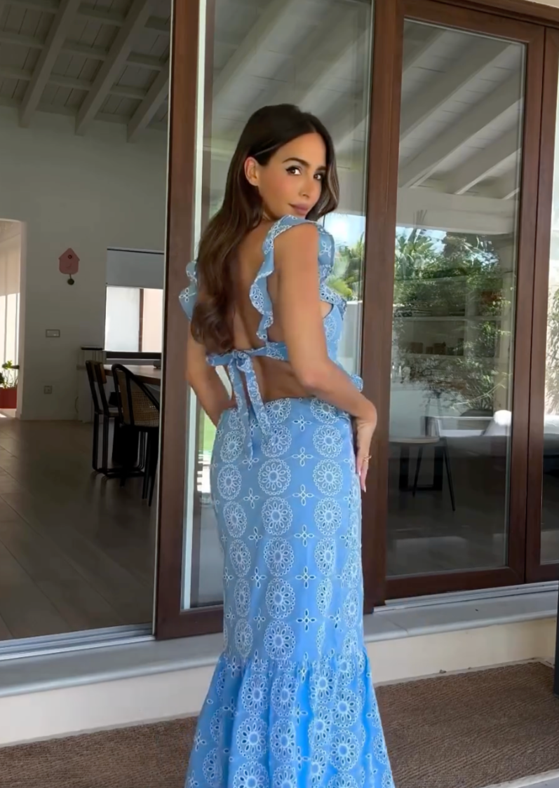 Camila Fırfırlı Uzun Elbise