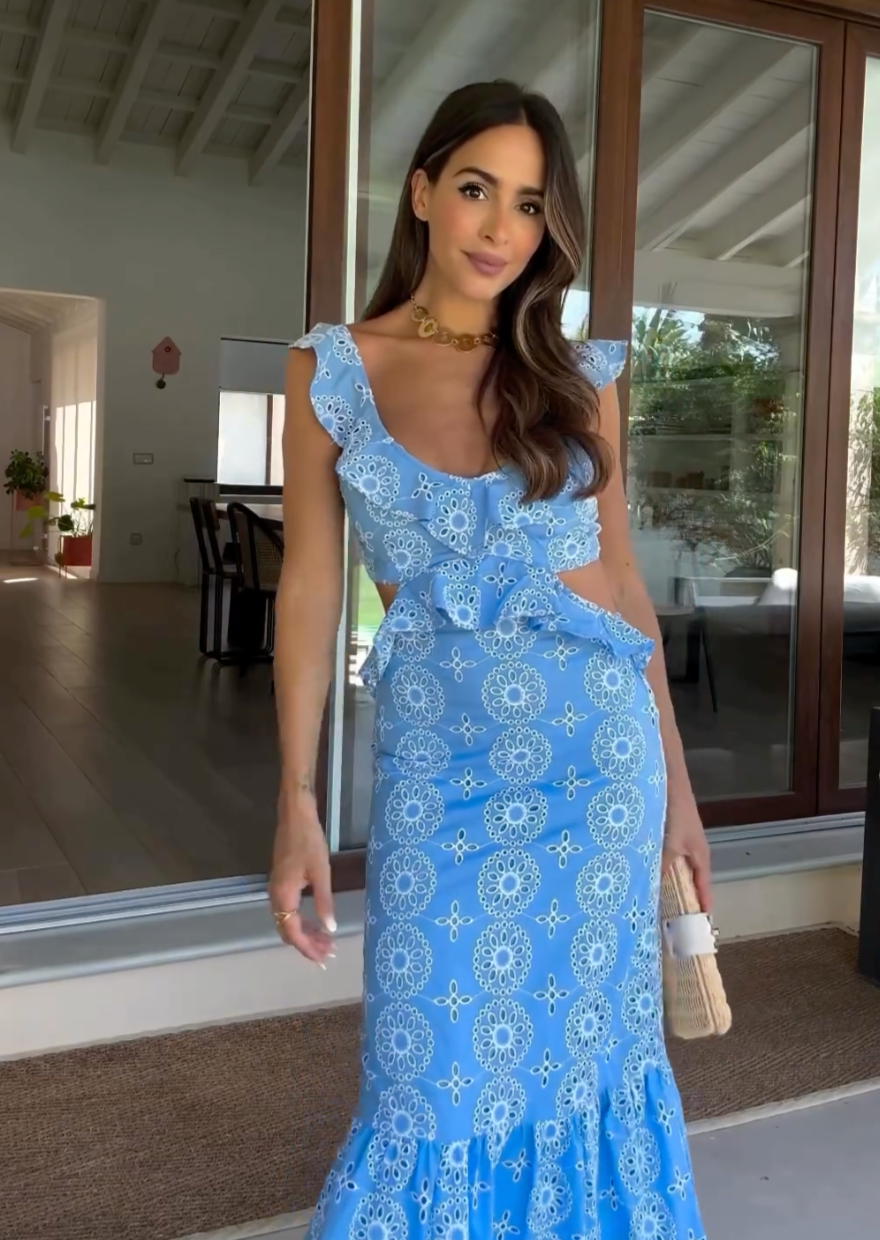 Camila Fırfırlı Uzun Elbise