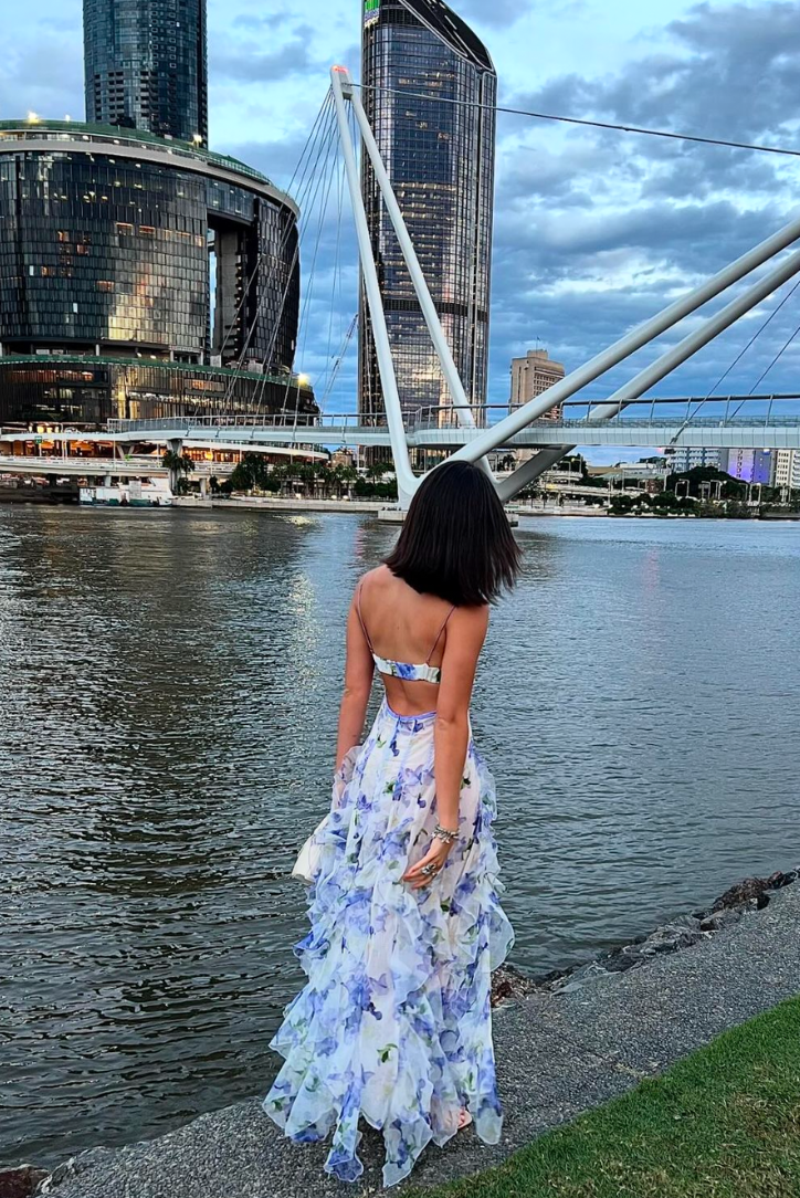 Maisie Çiçekli Uzun Elbise