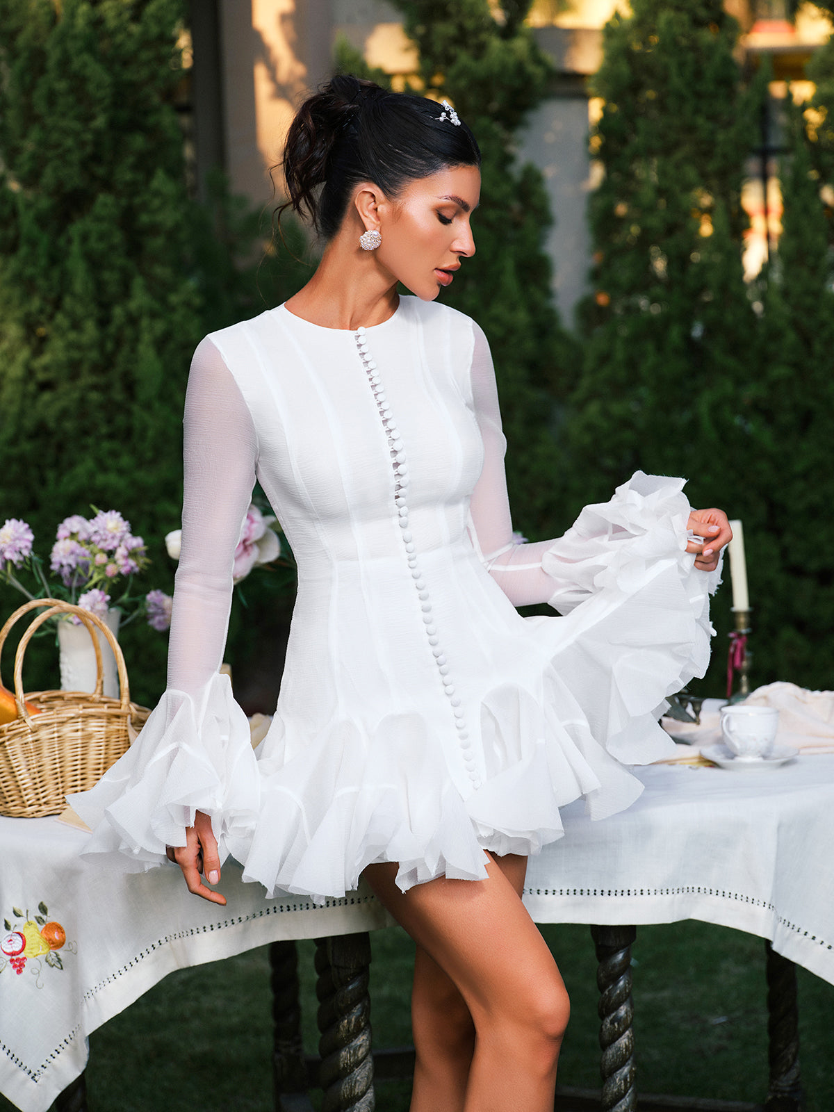 Edsel Flare Cufflink Mini Dress 