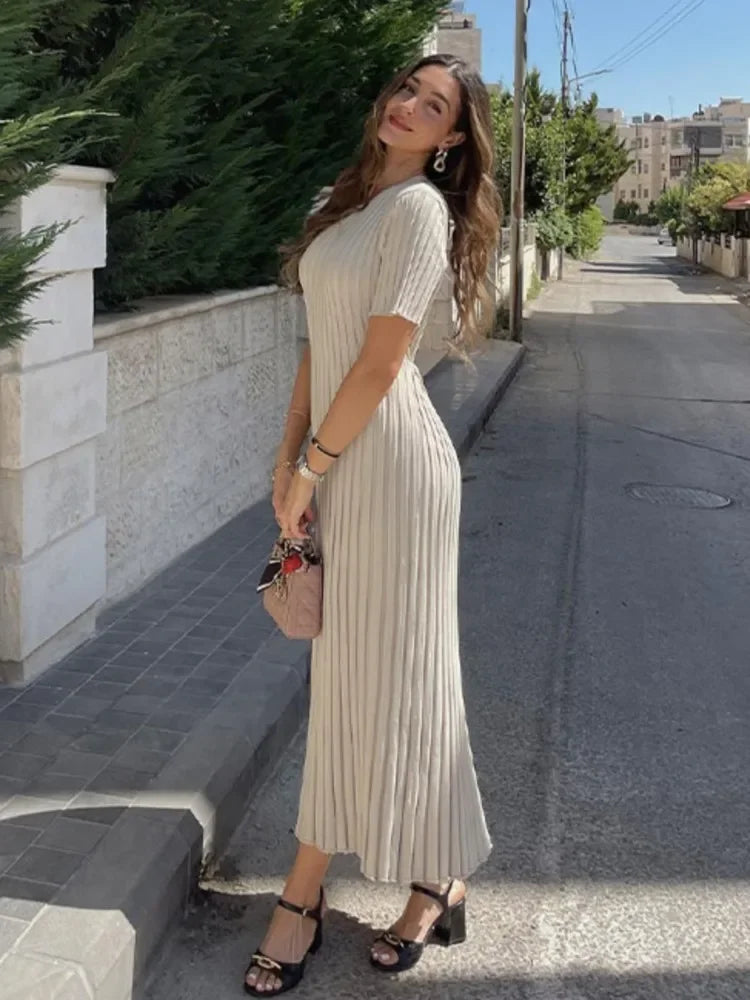 Maxi Örme Uzun Maksi Elbise