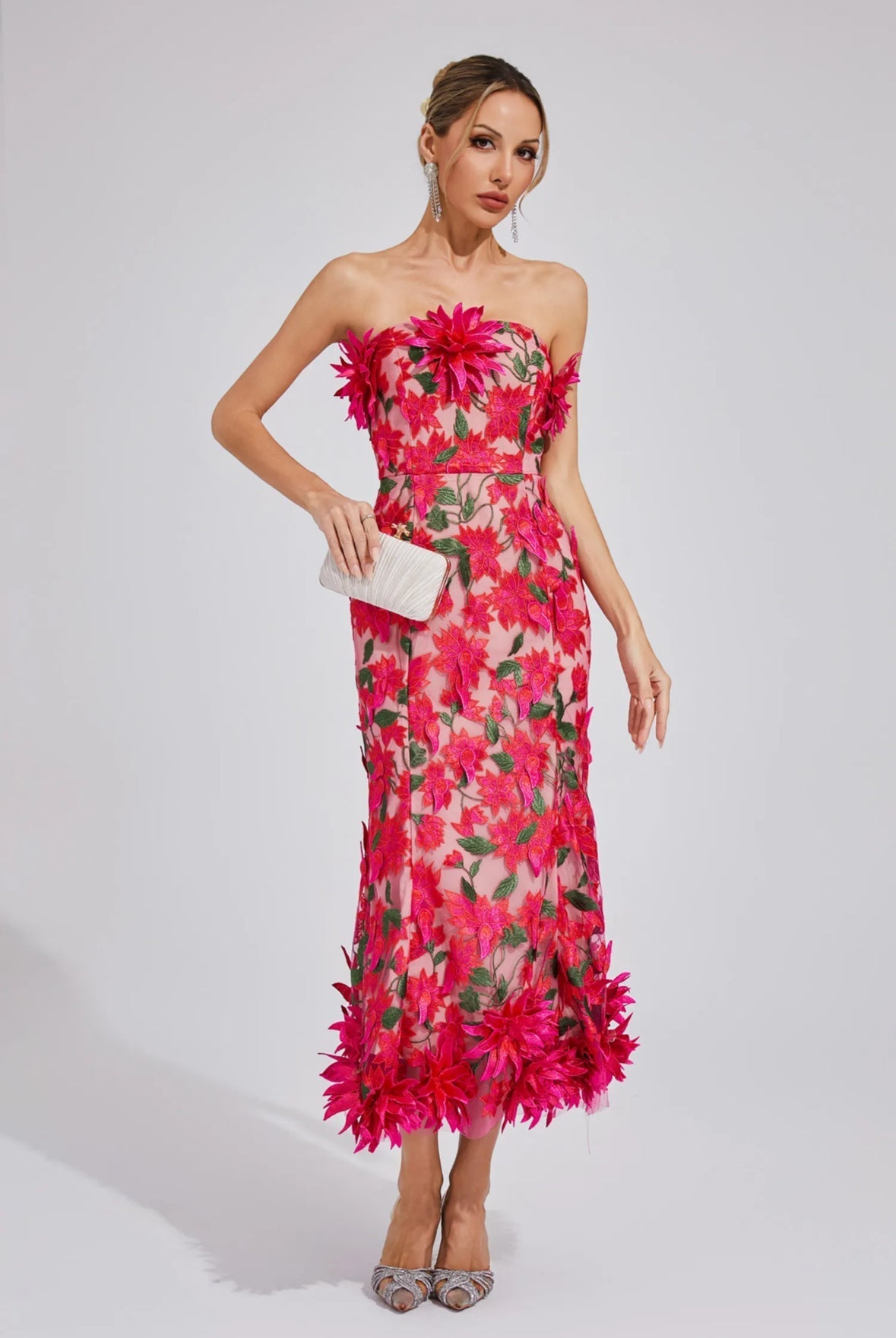 Rosalia 3D-Midikleid aus floraler Spitze