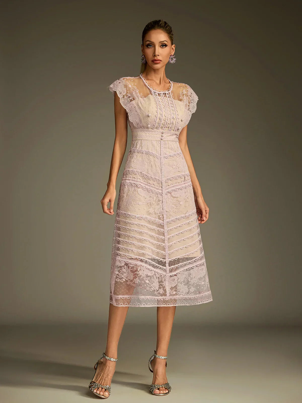 Eclat Lace Illusion Midi Dress 