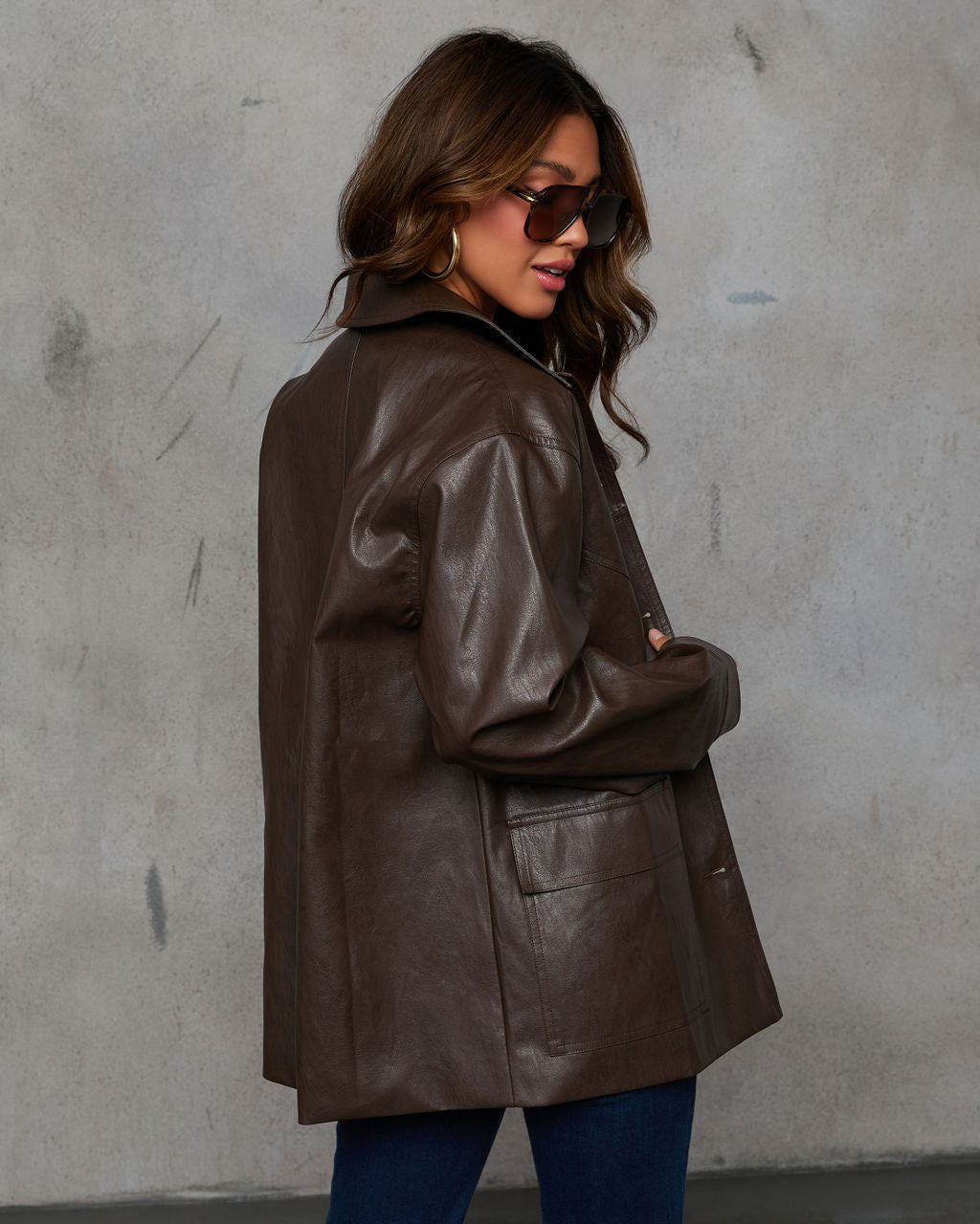 Better Days Lederjacke mit Knopfleiste