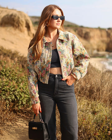 Gartenfantasie-Blumen-Wandteppichjacke
