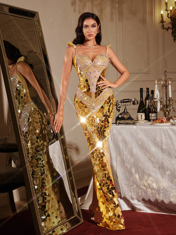 Finnegan ärmelloses Strass-Maxikleid