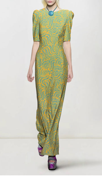Floral Satin Unique Slim Fit Maxi Dress