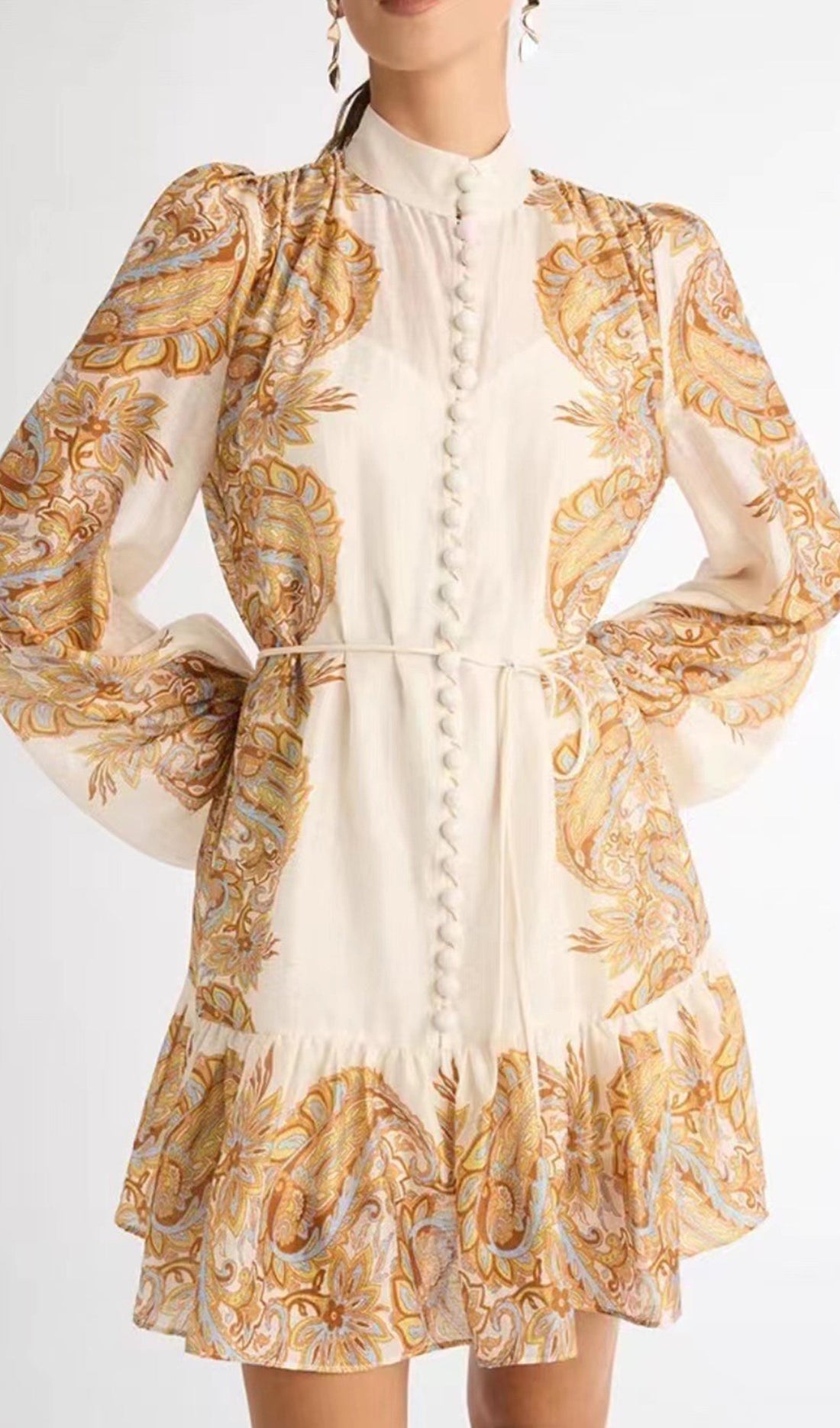 Vintage Floral Buttoned Mini Dress