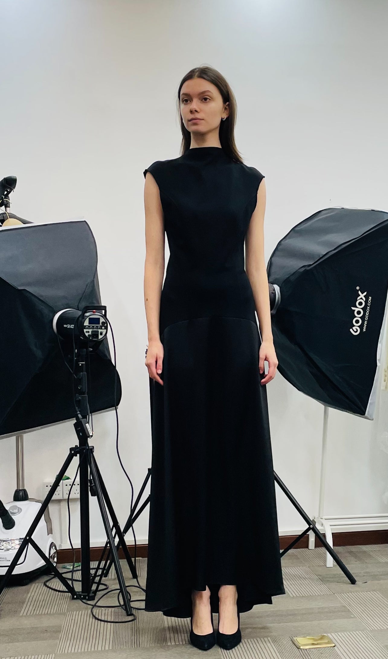 Knitted Satin Sleeveless Maxi Dress 