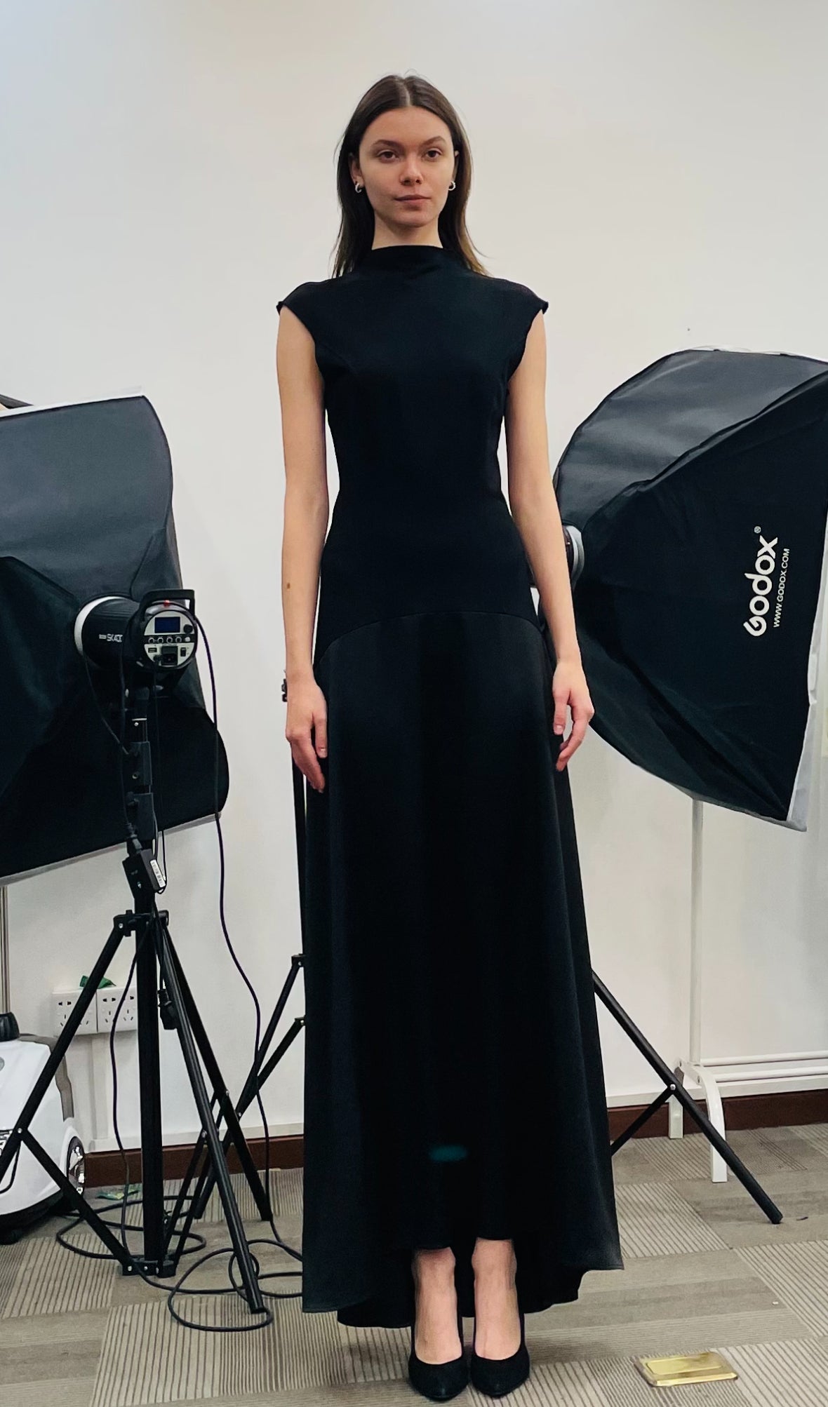 Knitted Satin Sleeveless Maxi Dress 