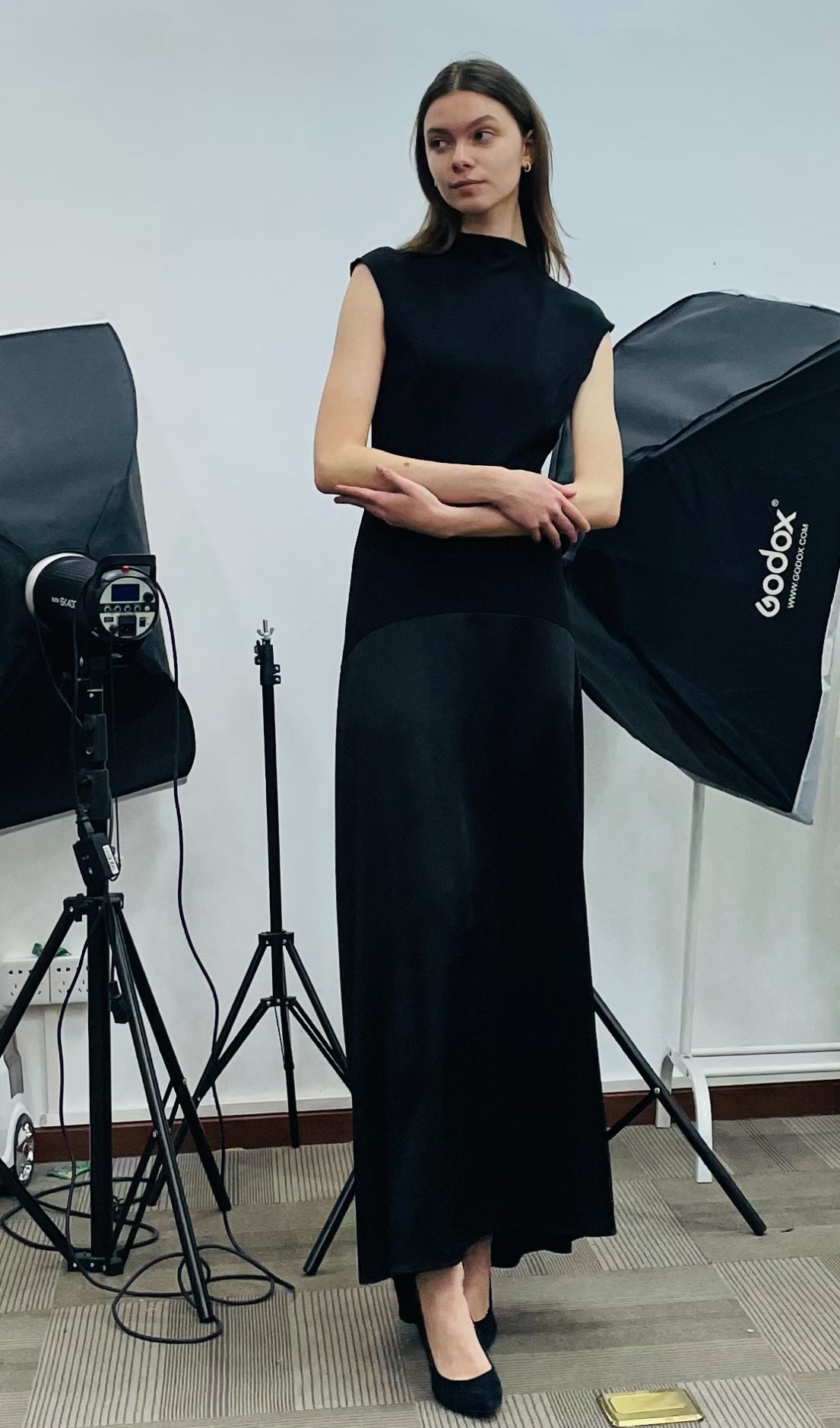 Knitted Satin Sleeveless Maxi Dress 
