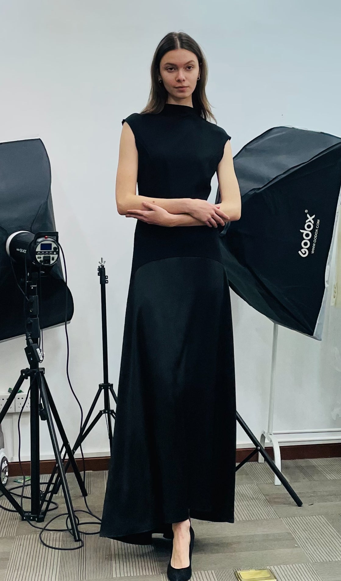 Knitted Satin Sleeveless Maxi Dress 