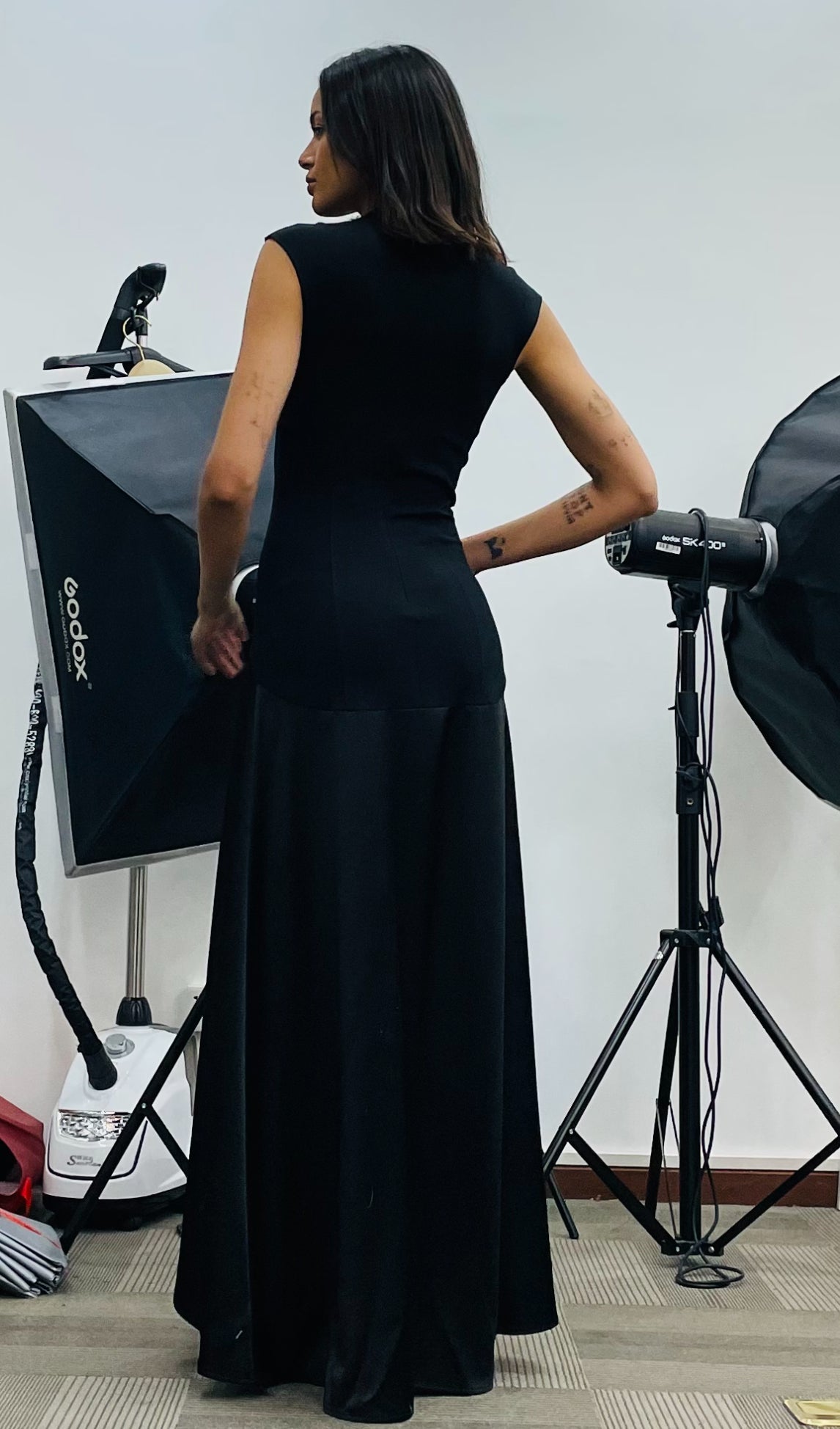 Knitted Satin Sleeveless Maxi Dress 