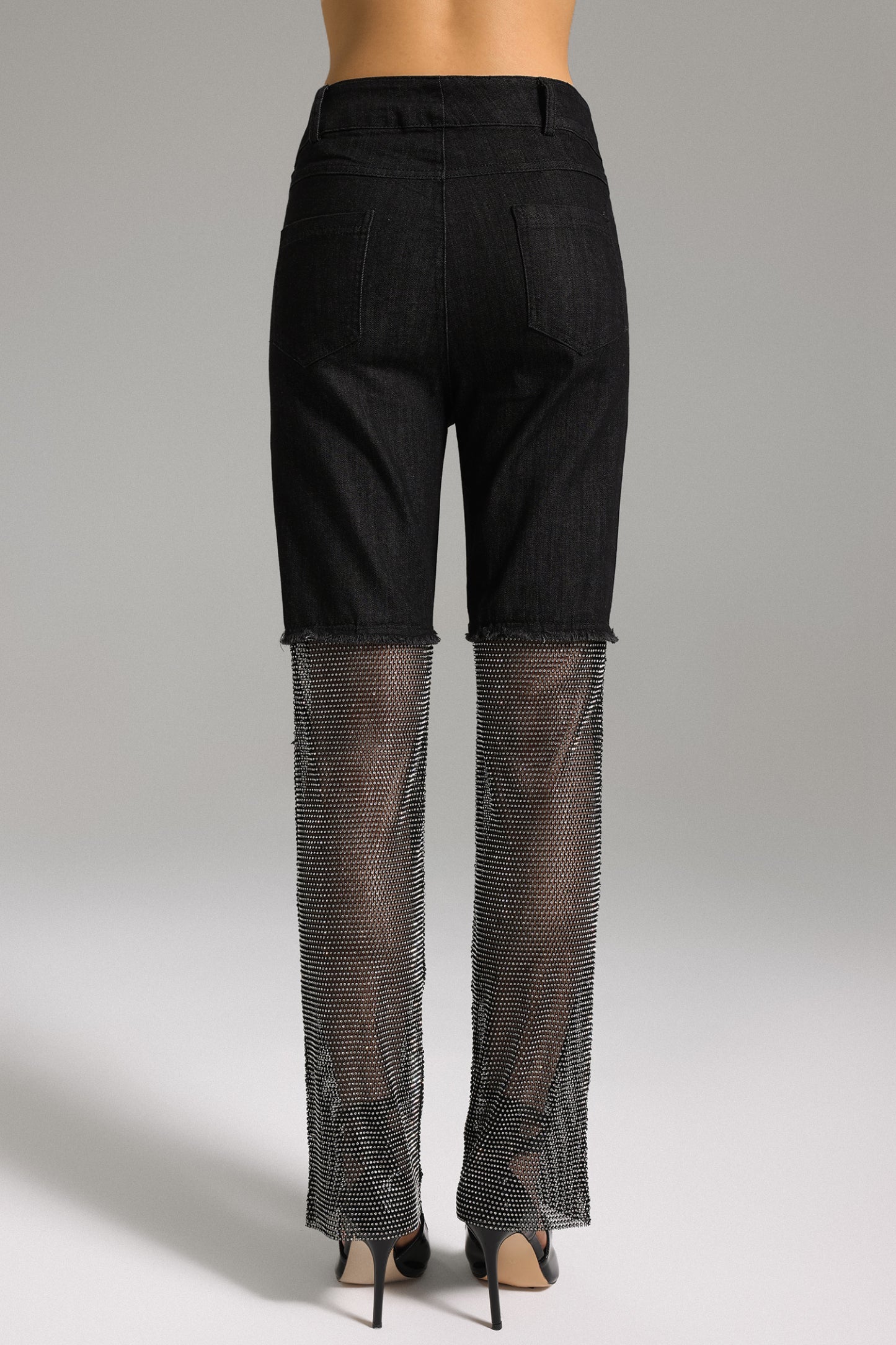 Gunnhild Stone Detail Black Patchwork Jeans
