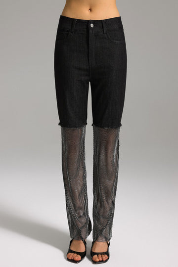 Gunnhild Stone Detail Black Patchwork Jeans