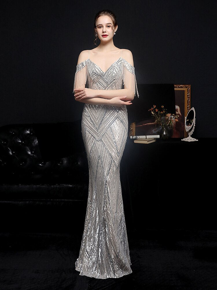 Silver Maxi Elbise
