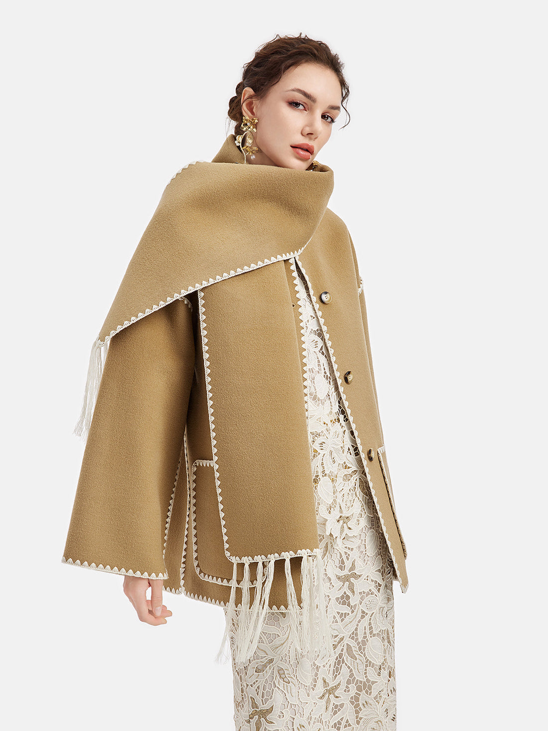Australian Cashmere Shell Embroidered Jacket