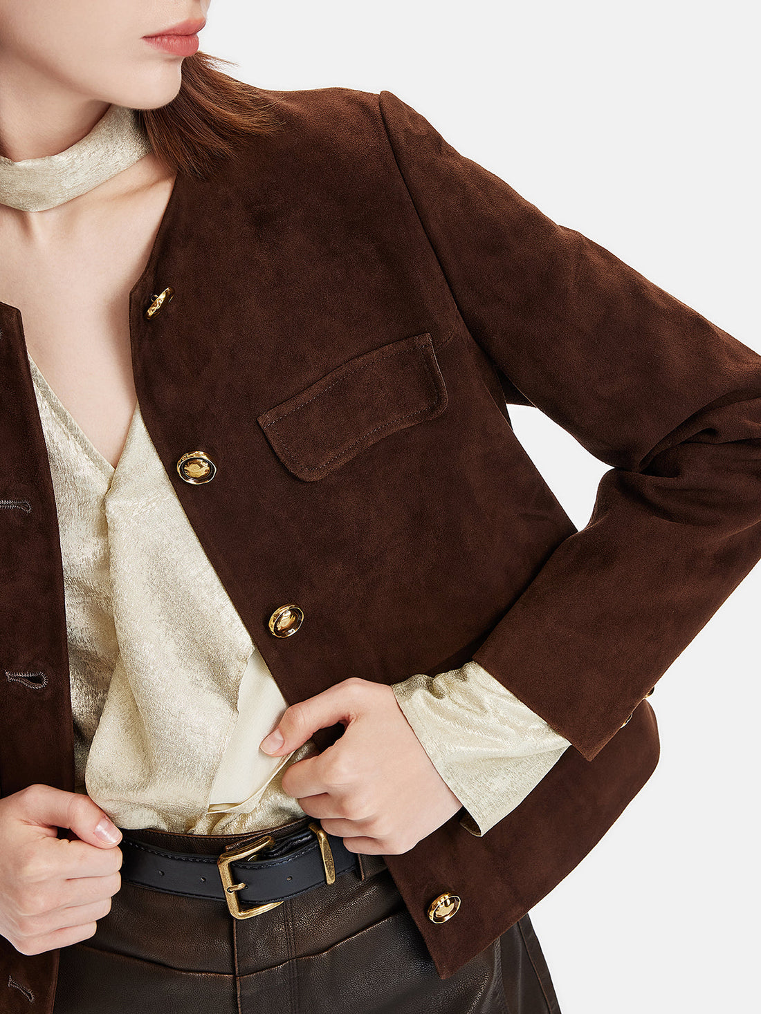 French Fur-Lined Leather Short Jacket