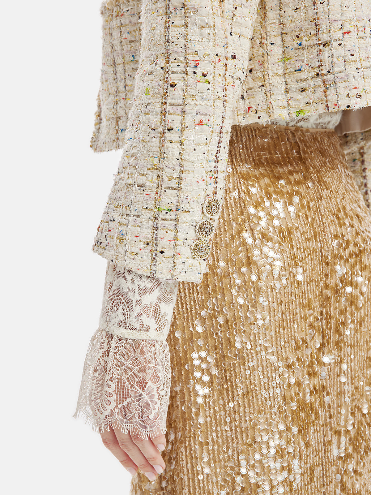 Französische Goldtweed-Perlenjacke