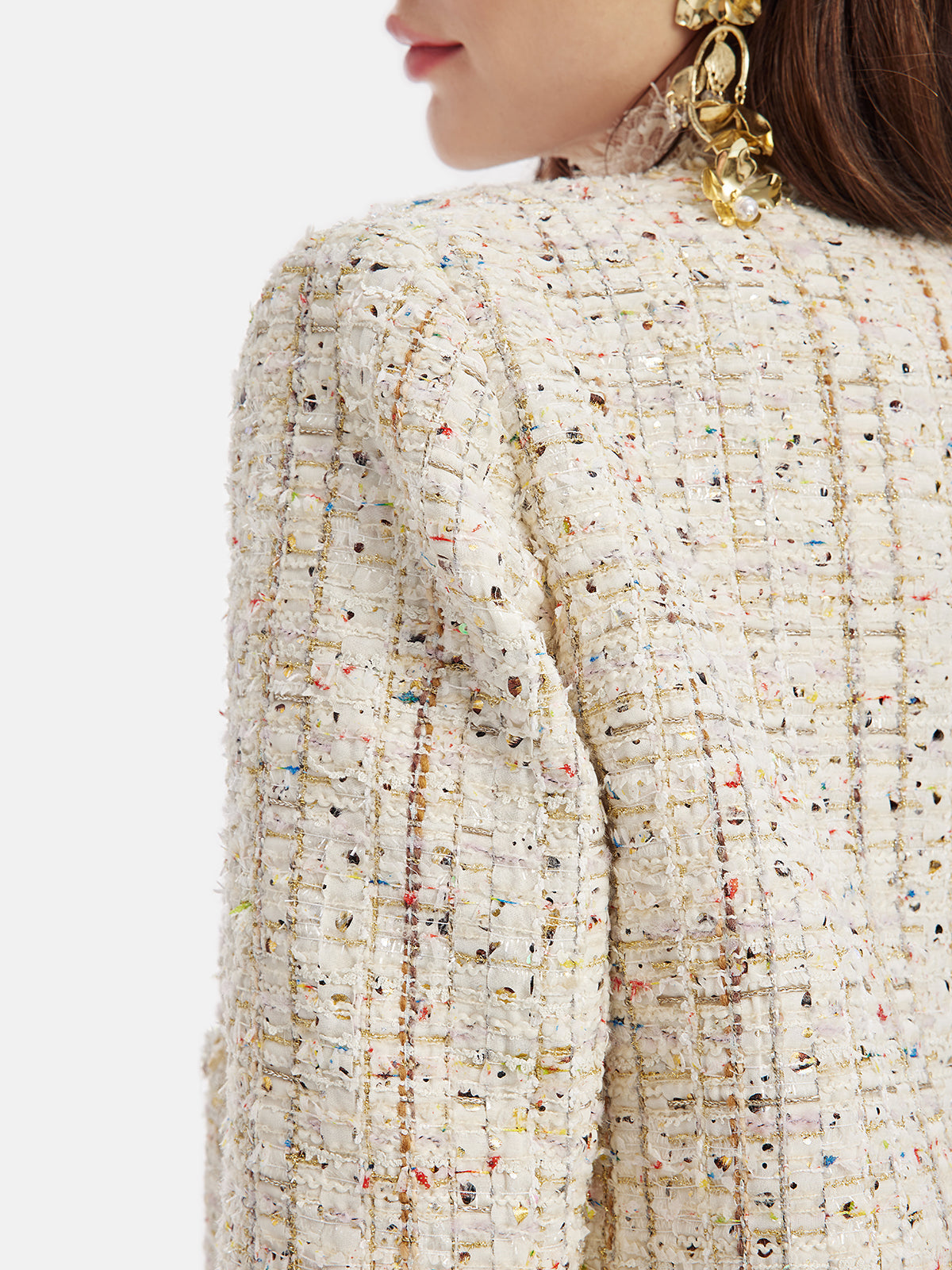 Französische Goldtweed-Perlenjacke