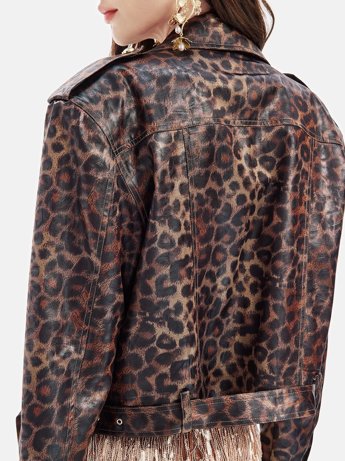 Leopar Desenli Kısa Trençkot