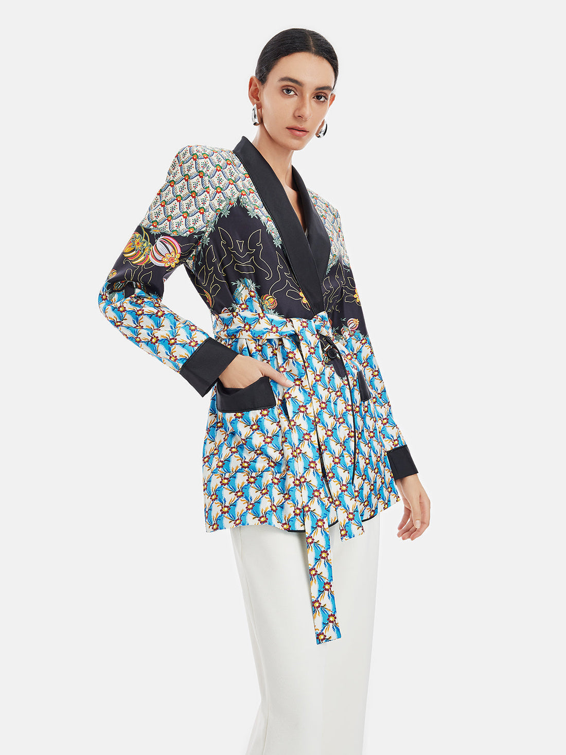 Retro Printed Silk Jacket