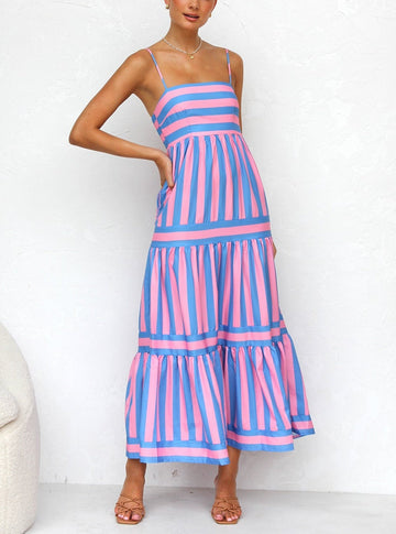 Laina Maxi Elbise Pembe/Mavi