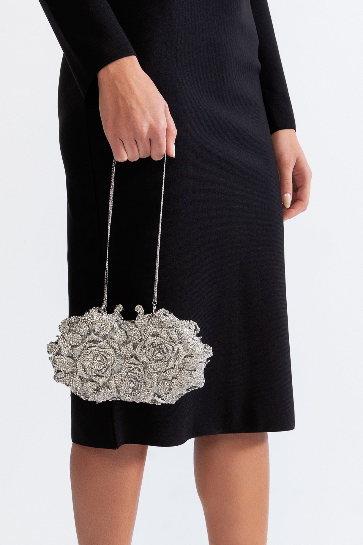 Crystal-embellished clutch bag - Silver