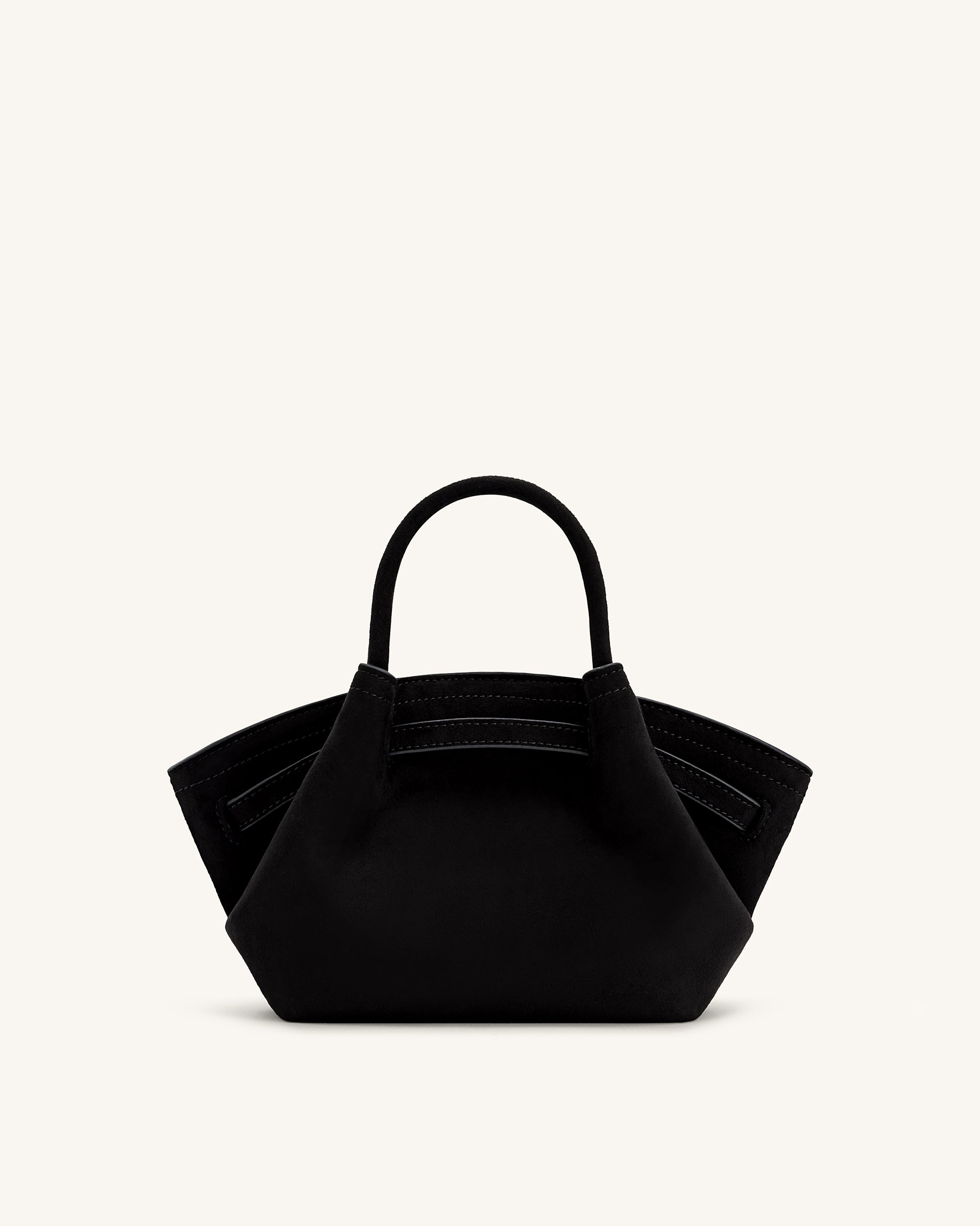 Hana Mini Suni Süet Tote Çanta – Siyah, Çapraz Askılı ve El Çantası