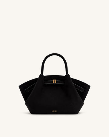 Hana Mini Suni Süet Tote Çanta – Siyah, Çapraz Askılı ve El Çantası