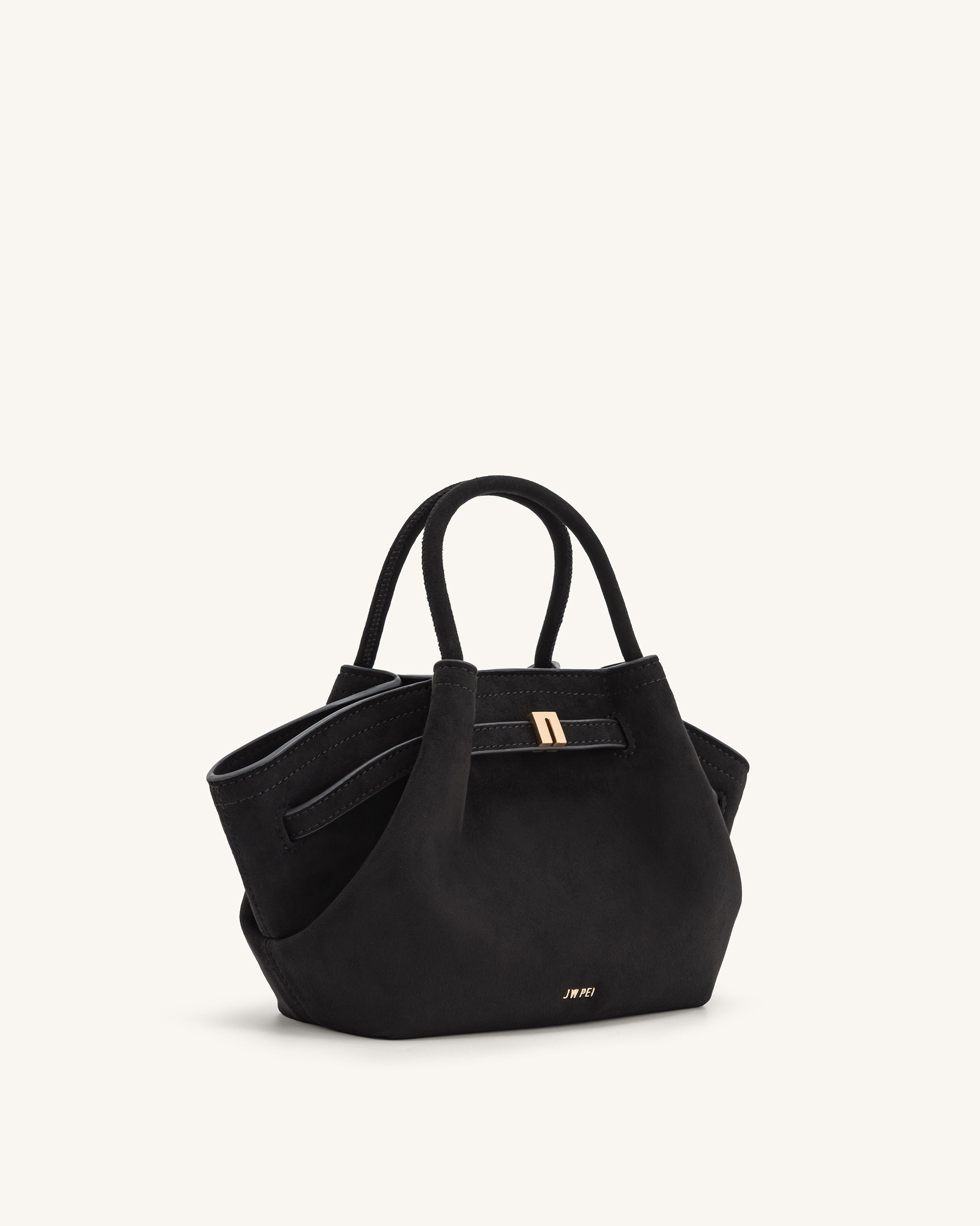 Hana Mini Suni Süet Tote Çanta – Siyah, Çapraz Askılı ve El Çantası
