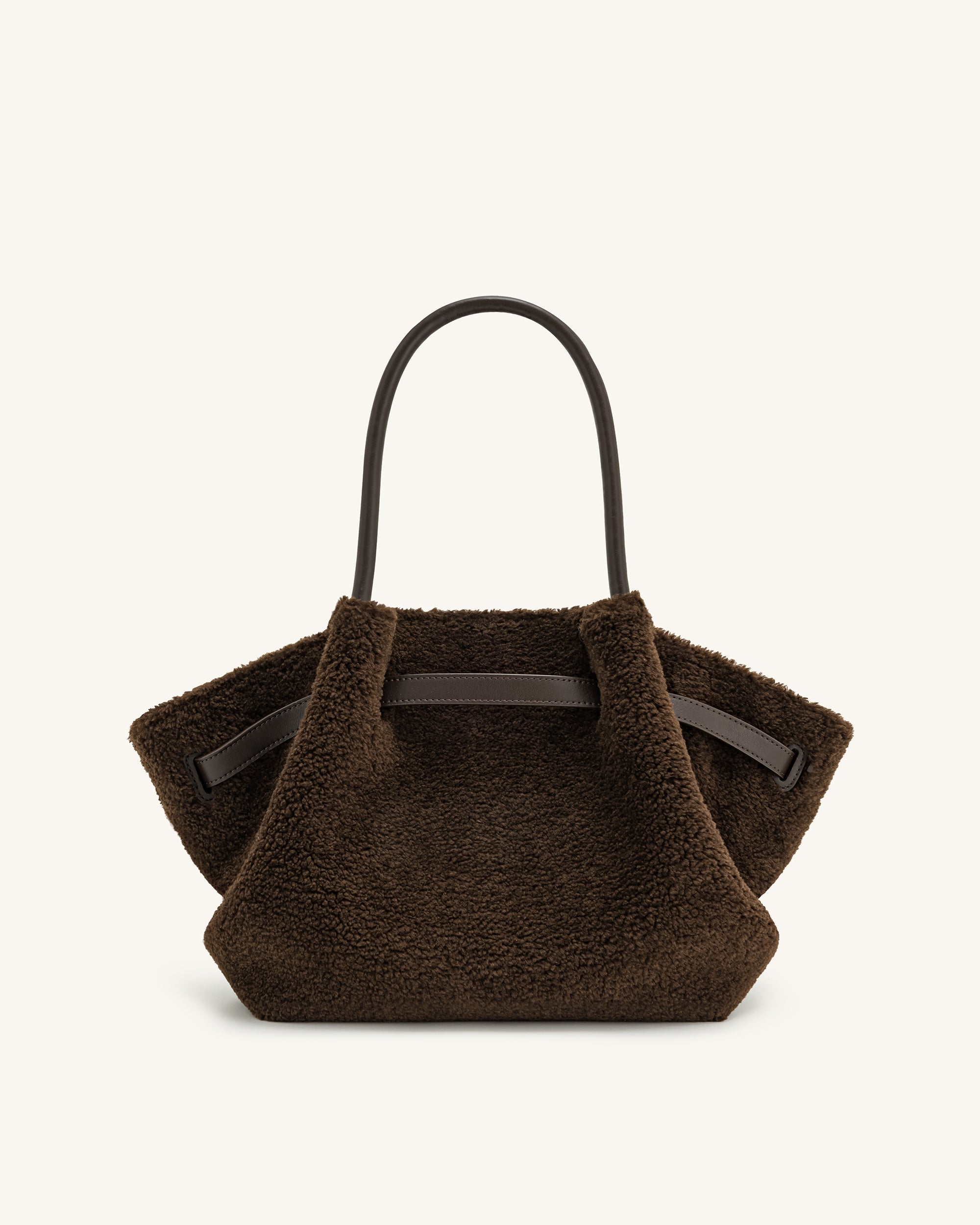 Hana Medium Size Faux Fur Tote Bag – Mocha Brown, Shoulder and Handbag 