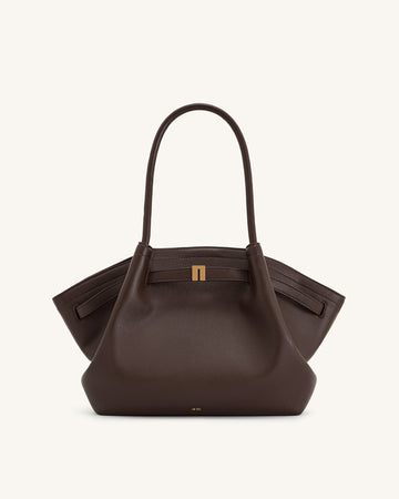 Hana Medium Size Tote Bag - Dark Brown