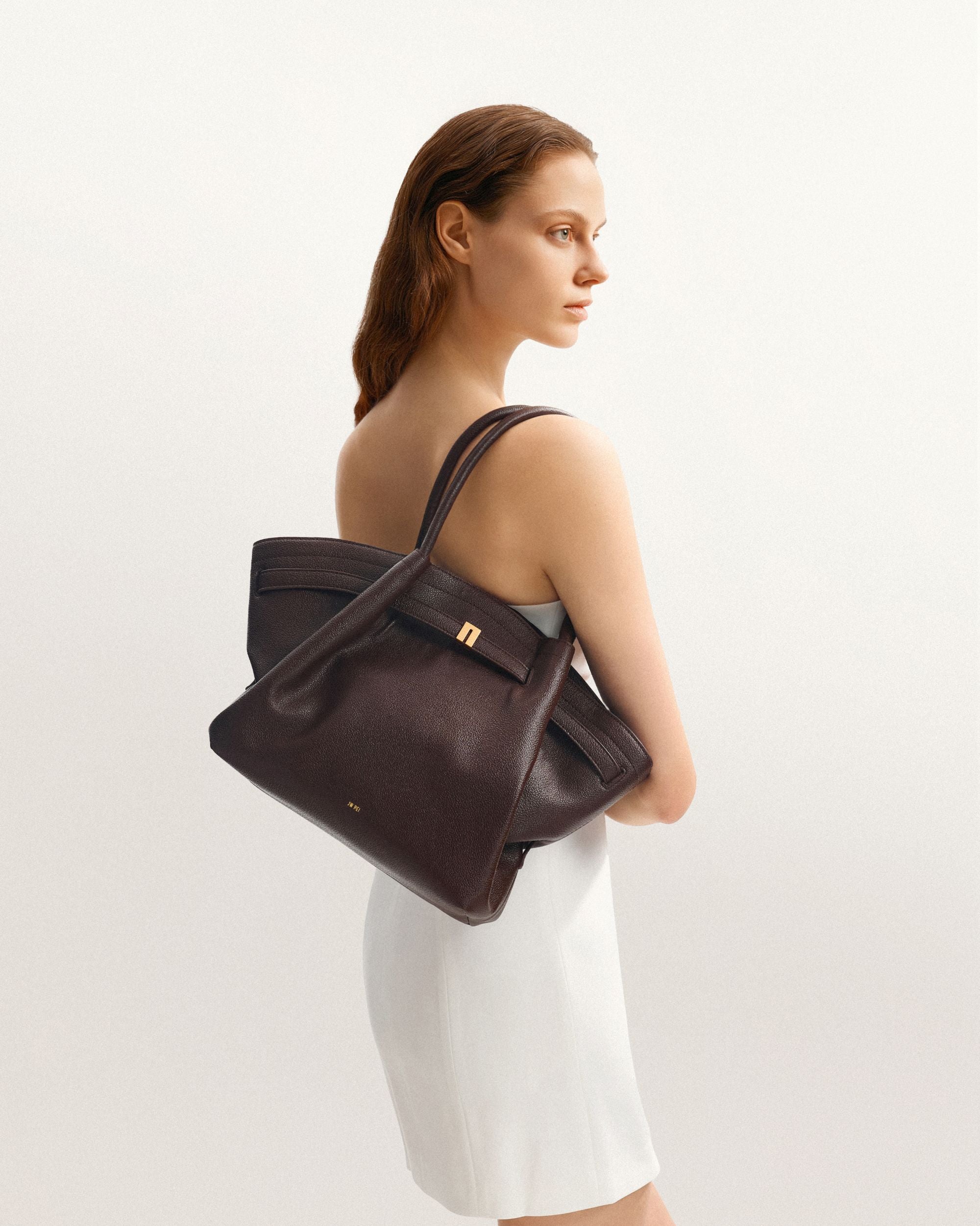 Hana Medium Size Tote Bag - Dark Brown