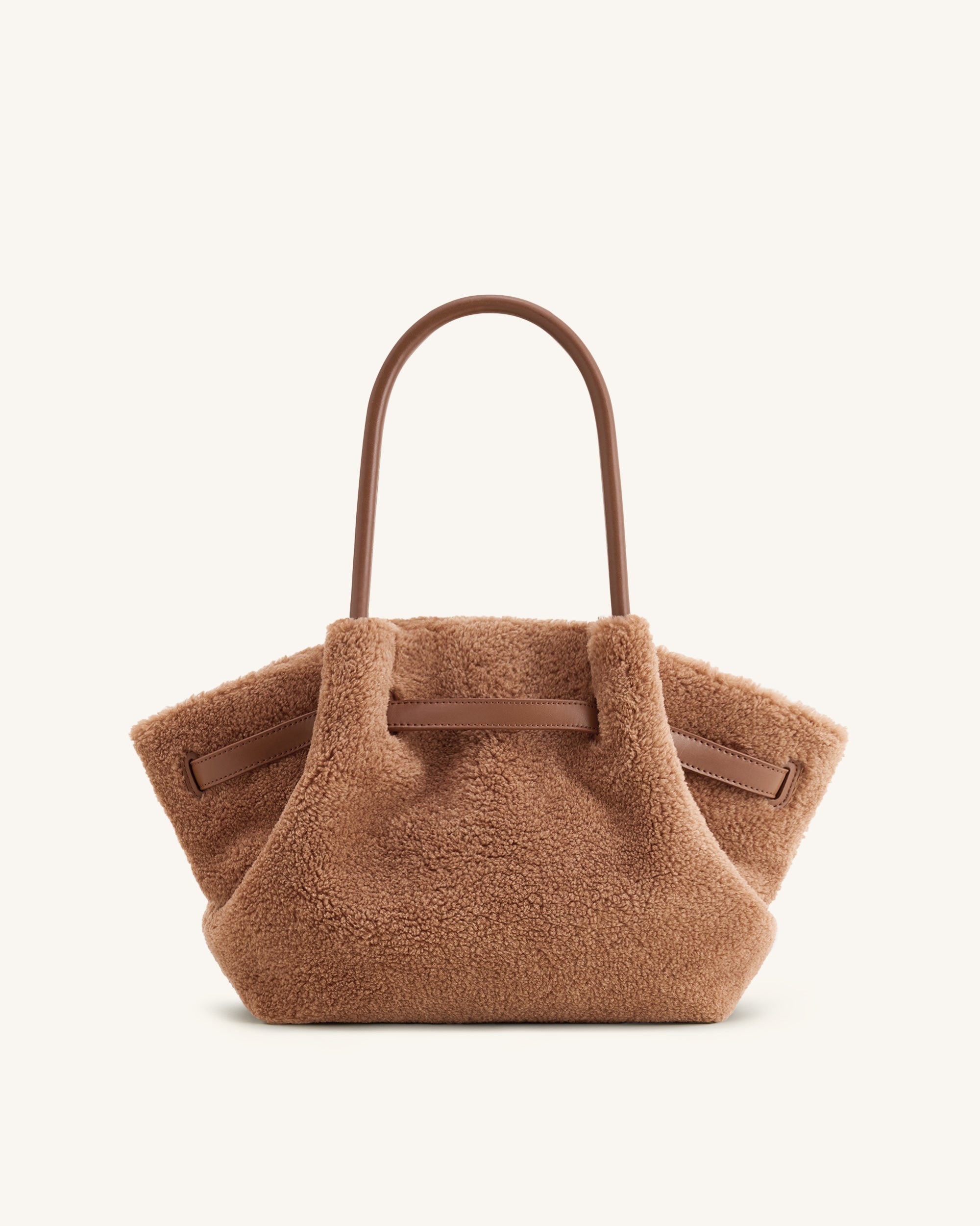Hana Medium Size Faux Fur Tote Bag – Coffee Brown, Shoulder and Handbag