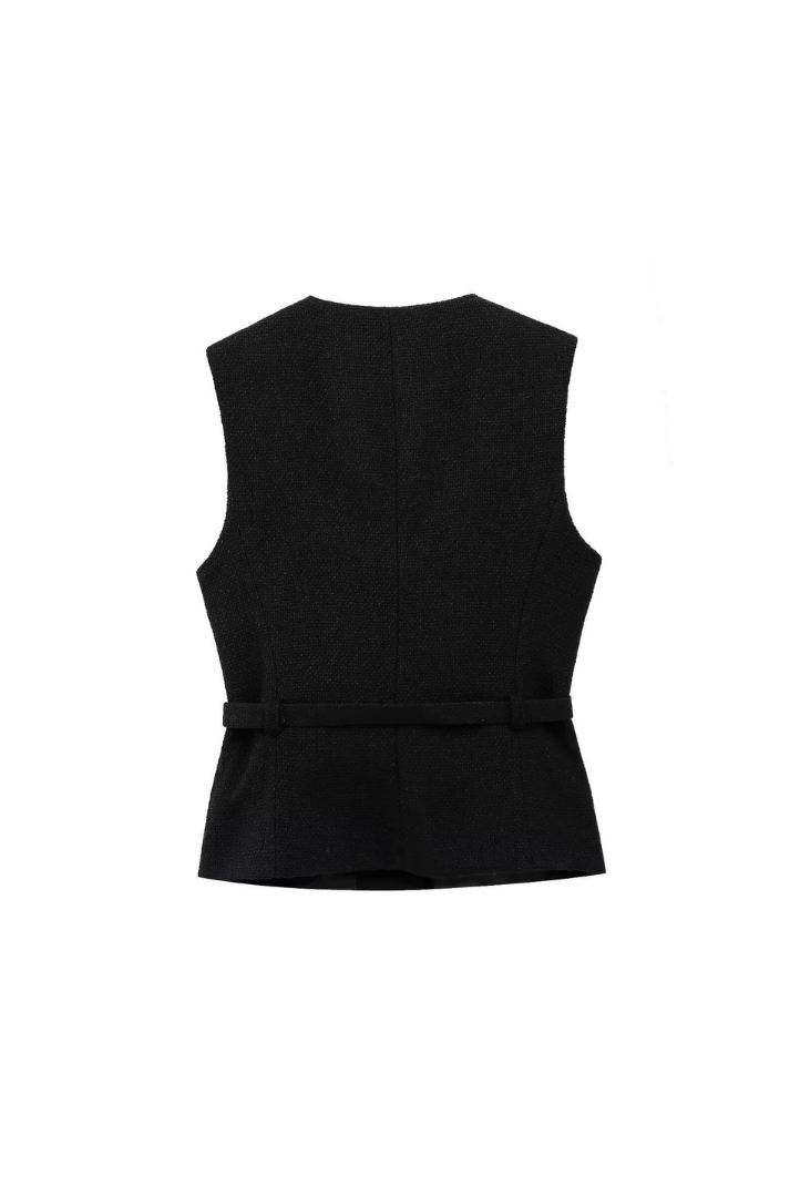 Carrie Tweed Belted Vest