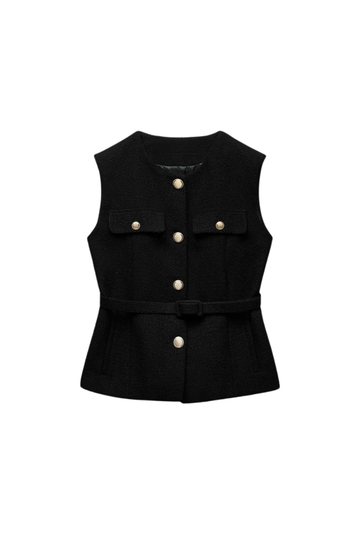 Carrie Tweed Belted Vest